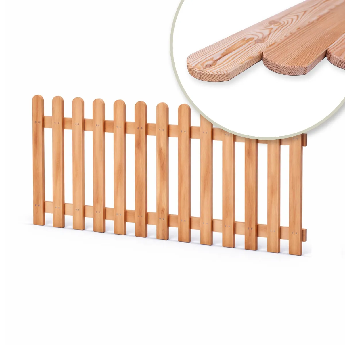 Holzpaket für Gartenzaun Lattenzaun inkl. Schrauben 180 cm breit Lärche natur Typ A 100 cm hoch