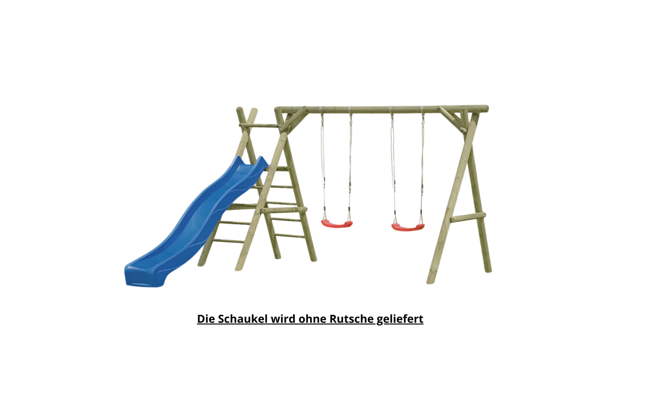 Schaukelgerüst Classic Modell 4.2 aus Holz ohne Rutsche, Doppelschaukel und Leiter mit Podest