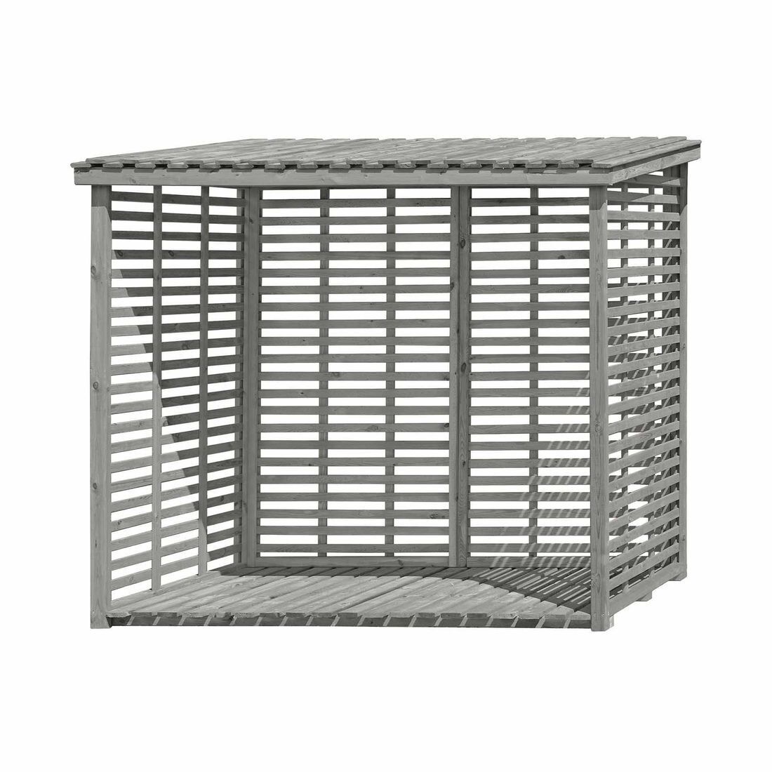Kaminholzregal XXL mit Rückwand für 3,8 m³ Brennholz in grau Holzunterstand