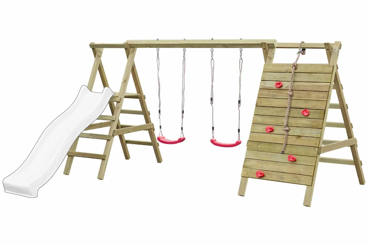 Gartenpirat Doppelschaukel Anna mit Kletternetz Sprossenleiter und Podest