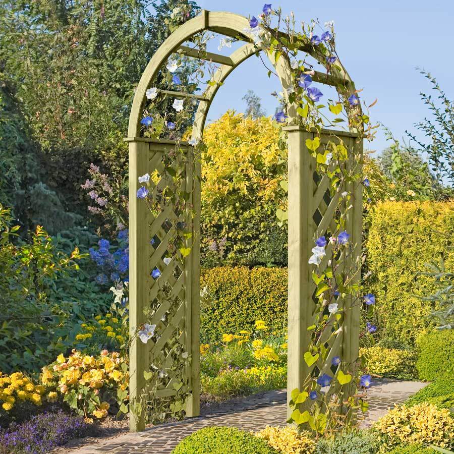 Pergola mit Rundbogen 119x58x240 cm Rosenbogen Holz mit Rankgitter Rosenhilfe Tor