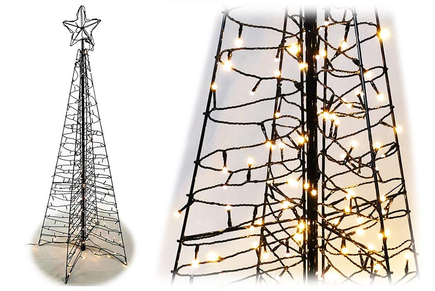 led-baum-150cm-fuer-aussen Künstlicher LED-Weihnachtsbaum 1,5 m mit Stern 3D-Baum 260 warmweiß LED außen und innen