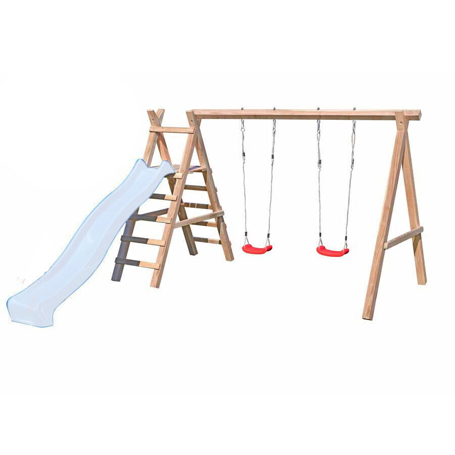 dz0HE0XNOGtFqd Schaukelgerüst Modell 4.2 mit Doppelschaukel für Kinder mit Podest für Rutsche