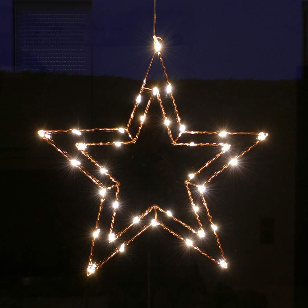 b1w1nef8UI1Wcfe Weihnachtsstern aus kupferfarbenem Draht mit LED-Lichtern warmweiß Fensterstern