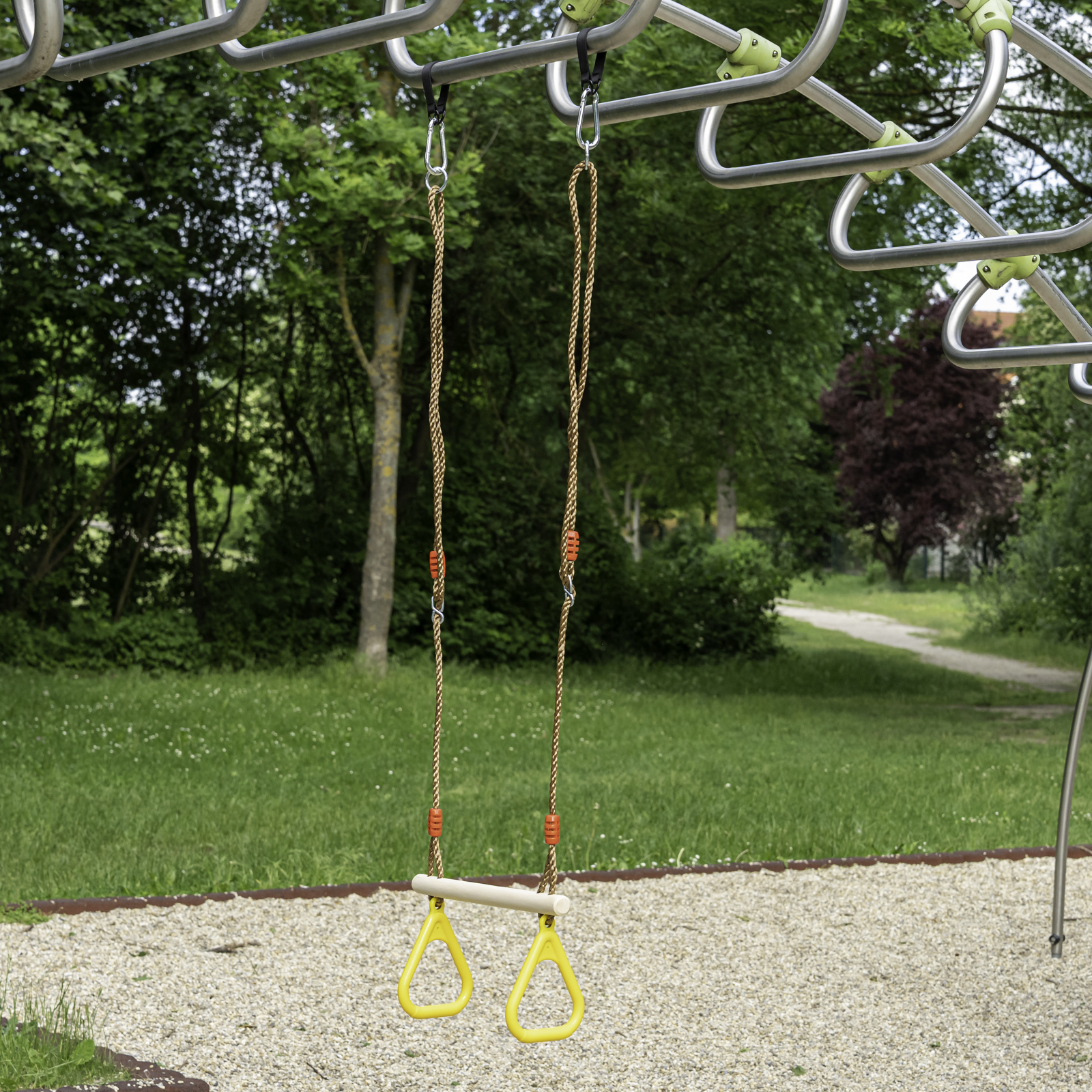Trapez mit Kunststoffringen gelb Turngerät Schaukel Höhe bis 2,55m